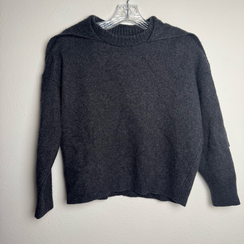 Brochu‎ Walker Dark Gray Knit Sweater Wool Cashmere with Hood like Scarve